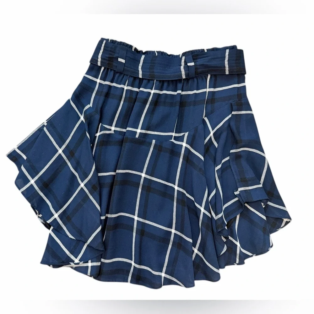 A.L.C. Asymmetrical Navy Plaid Mini Skirt